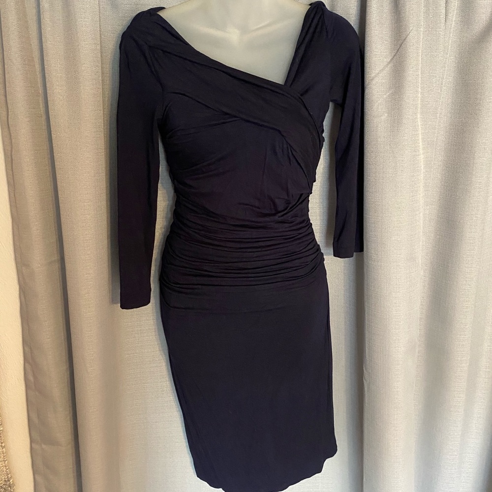 MNG Dark Blue Ruched Dress